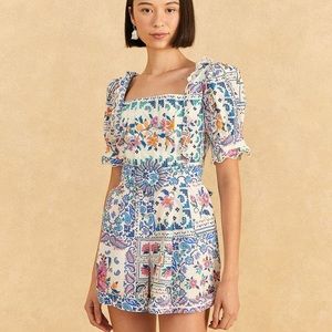 NWT FARM Rio Off-White Romantic Bandanas Organic Cotton Romper